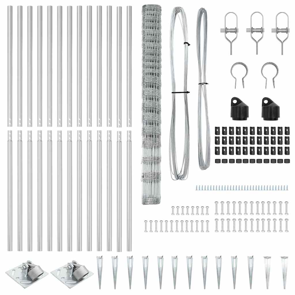 Wildzaun Silber 25 x 1,6 m Verzinkter Stahl
